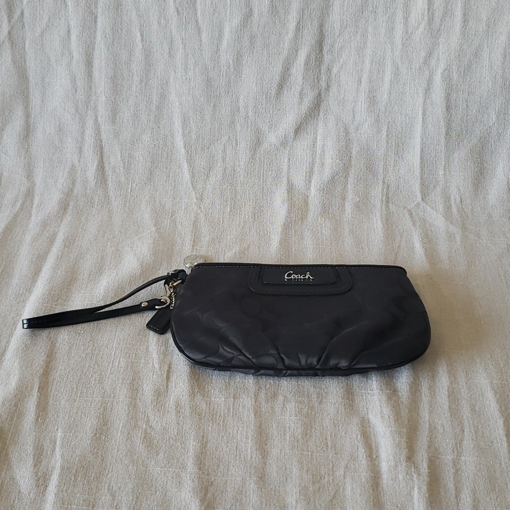 COACH Vintage Logo Small Wristlet - Gray/Black